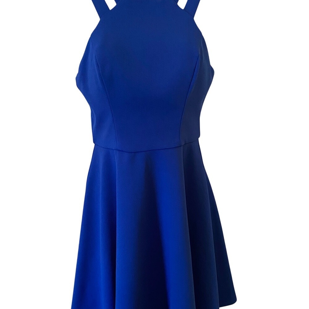 B. SMART Royal‎ Blue Halter Neck Fit Flare Dress
